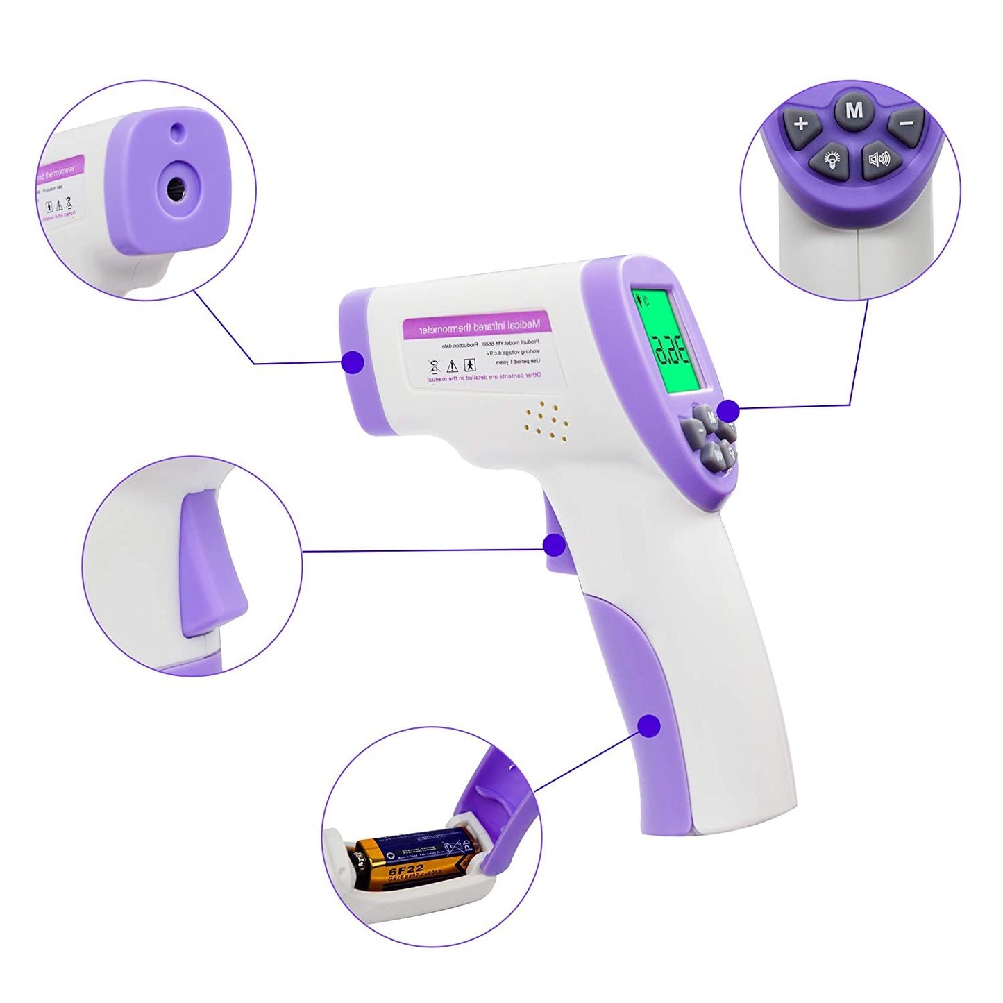 Digital Termometer Infrared Forehead Body Thermometer Gun Non-contact Temperature Measurement Device with Real-time Accurate Readings Amazon Banned