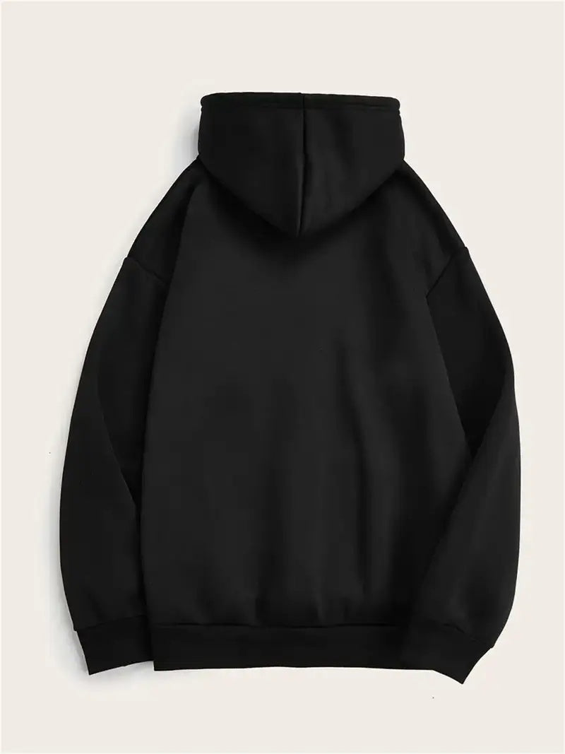 Women's Hoodie With Stylized Trees Christmas Illustration, Casual Hooded Sweatshirt With Pocket, Geometric Pattern Perfect For Fall Winter Season