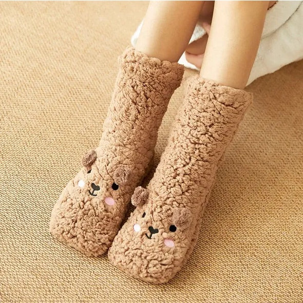 Cartoon Floor Winter Thick Polyester Fleece Fluffy Microfiber Women Fuzzy Socks Funny Fuzzy Dog Slipper Socks For Women Cute Fluffy Thick Warm Winter Socks Microfiber Soft Home Socks Christmas Gift