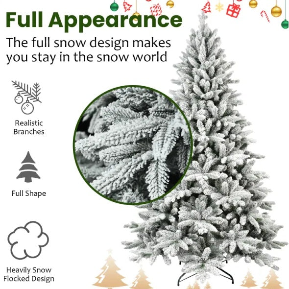 5ft PVC PE Flocking Hinged Tree Environmentally Friendly Fireproof Artificial Christmas Flocked Tree By Limei Tree