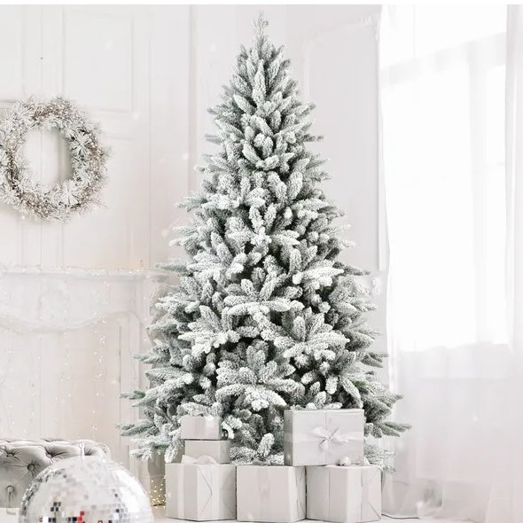 5ft PVC PE Flocking Hinged Tree Environmentally Friendly Fireproof Artificial Christmas Flocked Tree By Limei Tree