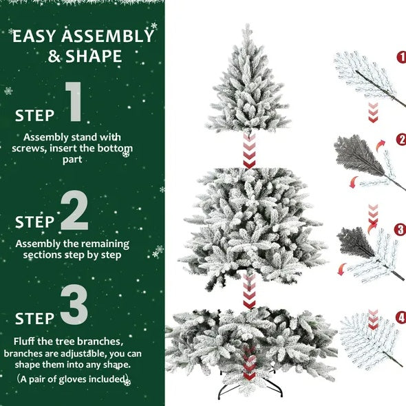 5ft PVC PE Flocking Hinged Tree Environmentally Friendly Fireproof Artificial Christmas Flocked Tree By Limei Tree