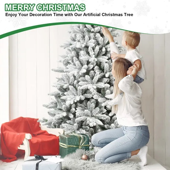 5ft PVC PE Flocking Hinged Tree Environmentally Friendly Fireproof Artificial Christmas Flocked Tree By Limei Tree