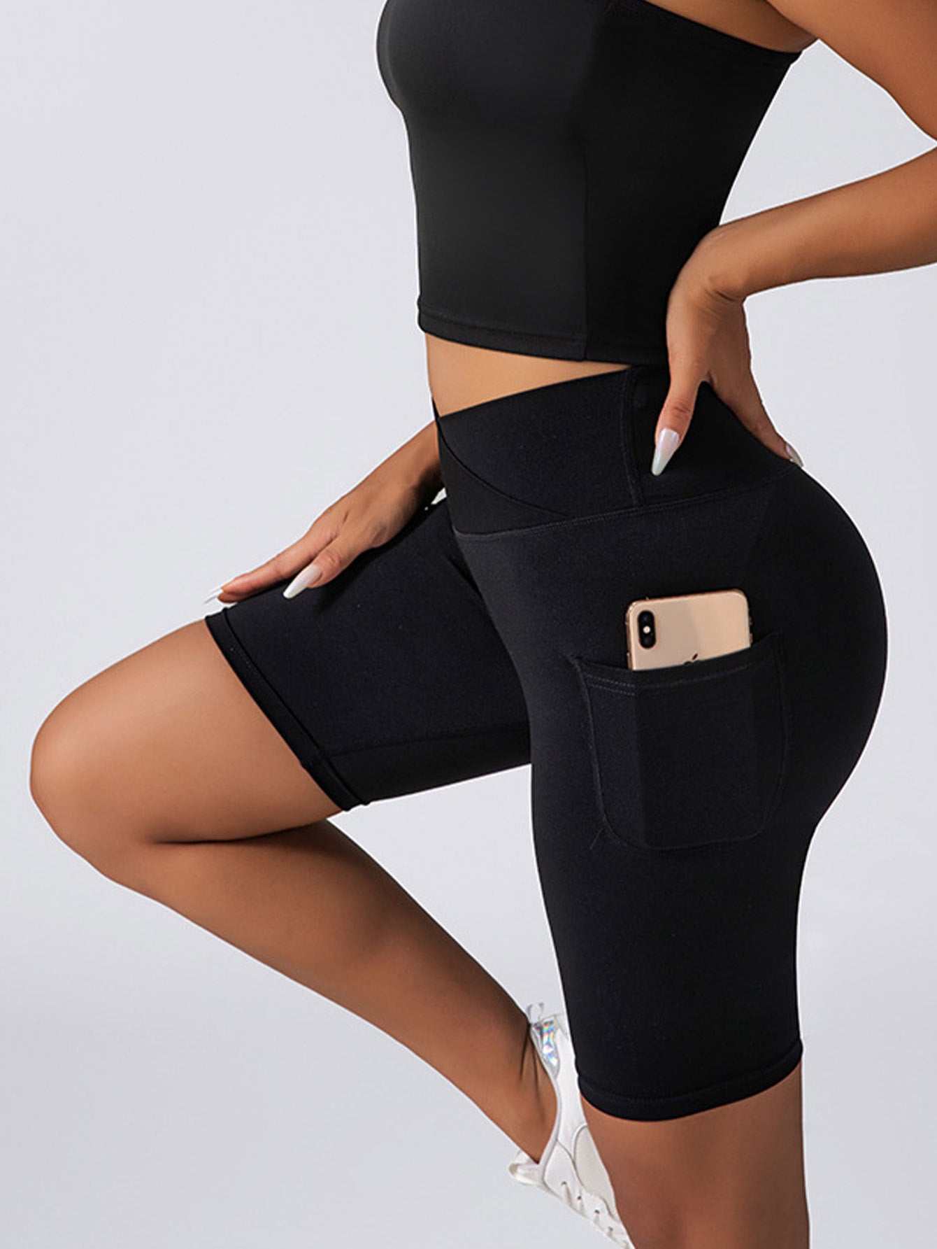 Biker Shorts Women Tummy Control No Seam High Waist Yoga Gym Workout Running Volleyball Shorts With Pockets