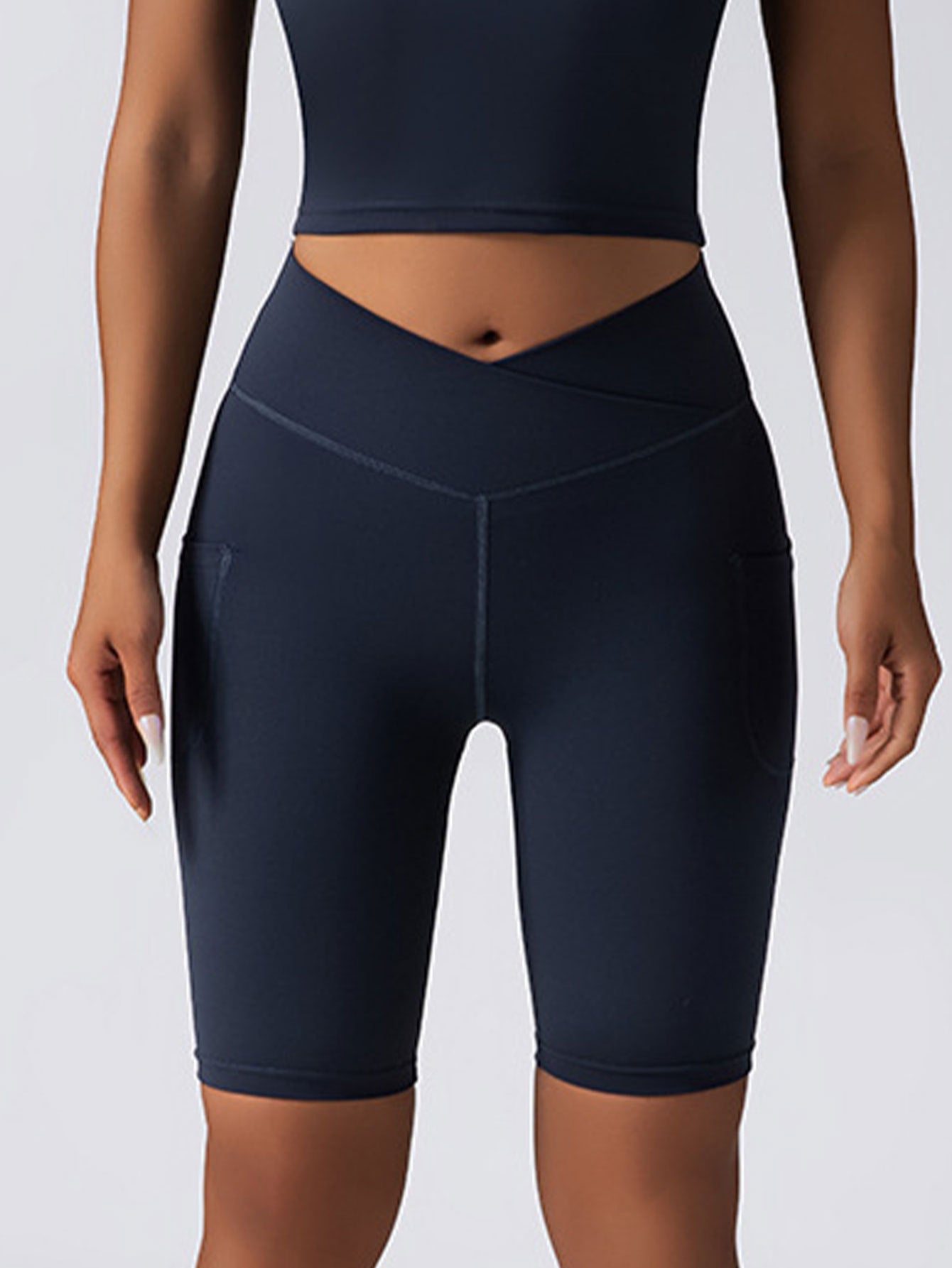 Biker Shorts Women Tummy Control No Seam High Waist Yoga Gym Workout Running Volleyball Shorts With Pockets