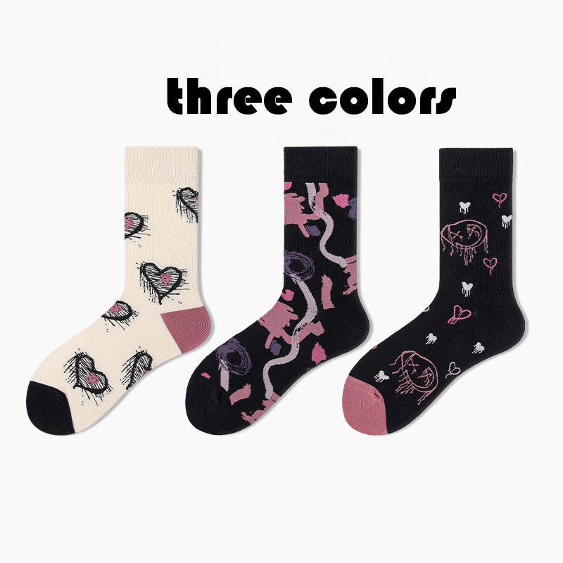 3 Pairs Women Colorful Compression Socks Crew Athletic Hiking Wicking Anti Blister Cushioned Anti-odor And Breathable For Running Hiking Cycling Fitness
