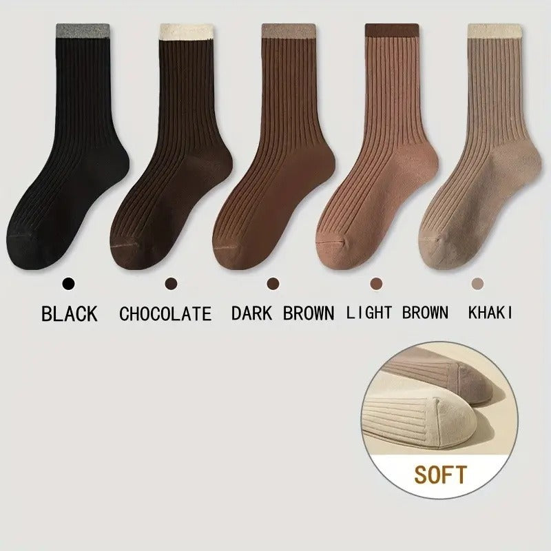 5 Pairs Of Elegant And Intellectual Cotton Socks. Selected Cotton Material. Lightweight And Breathable