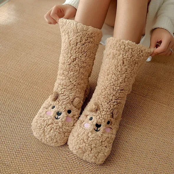 Cartoon Floor Winter Thick Polyester Fleece Fluffy Microfiber Women Fuzzy Socks Funny Fuzzy Dog Slipper Socks For Women Cute Fluffy Thick Warm Winter Socks Microfiber Soft Home Socks Christmas Gift