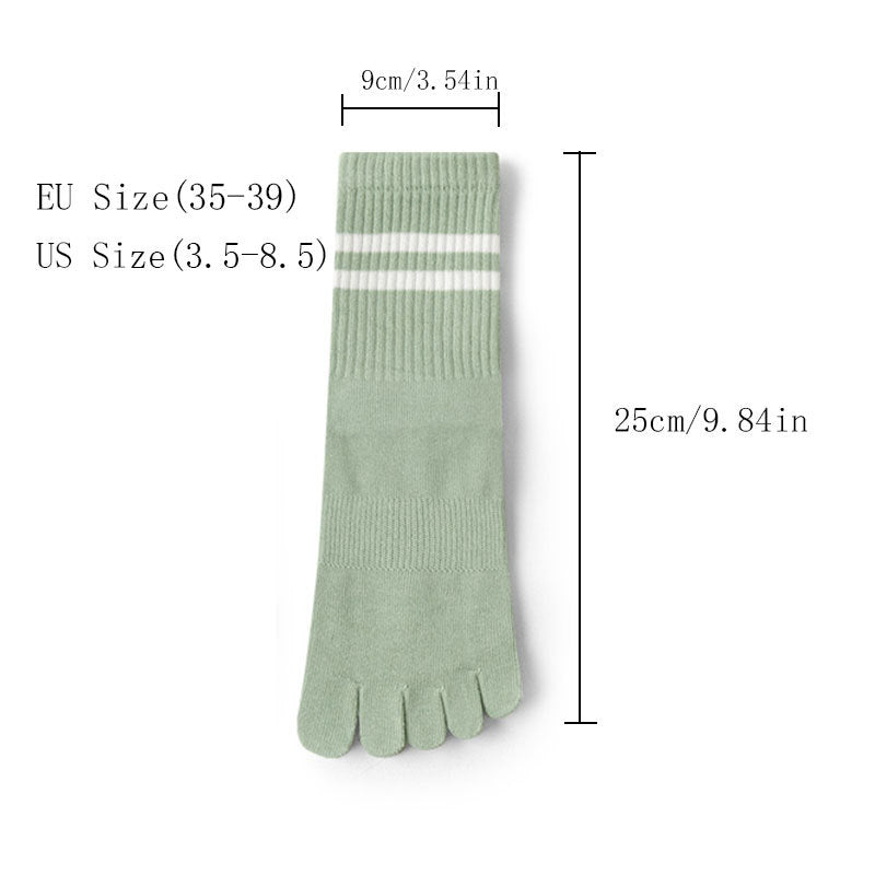 8 Pairs Women's Professional Non-slip Sports Yoga Running Fitness Multi-functional Mid-calf Solid Color Five-finger Dot Rubber Socks