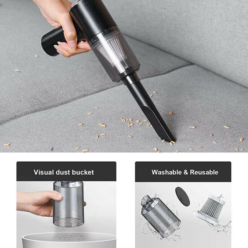 Portable Car Vacuum Cleaner, Handheld Vacuum High Power Cordless, Hand Vacuum Rechargeable Easy To Clean Car Interior, Desktop, Sofa, Keyboard, Drawer And Crevices, Small Spaces**