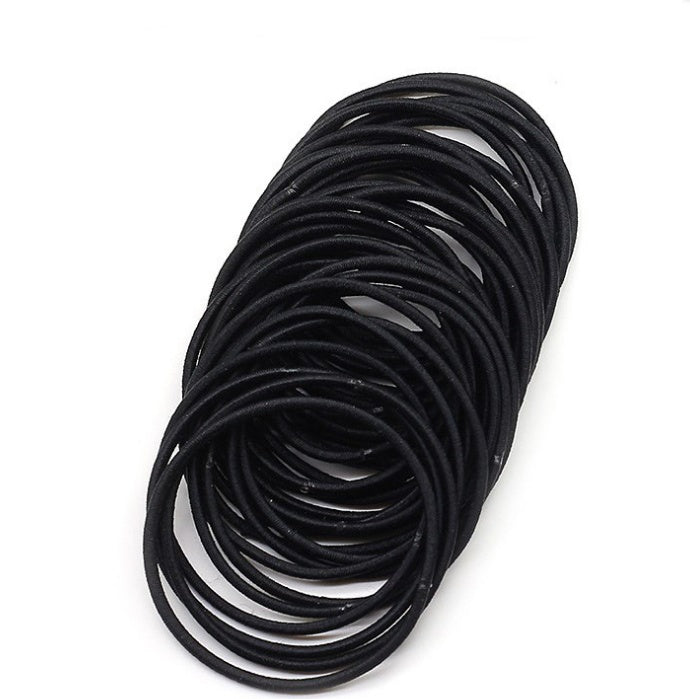 100Pcs Black Elastic Hair Bands Ponytail Holder Head Rope Ties