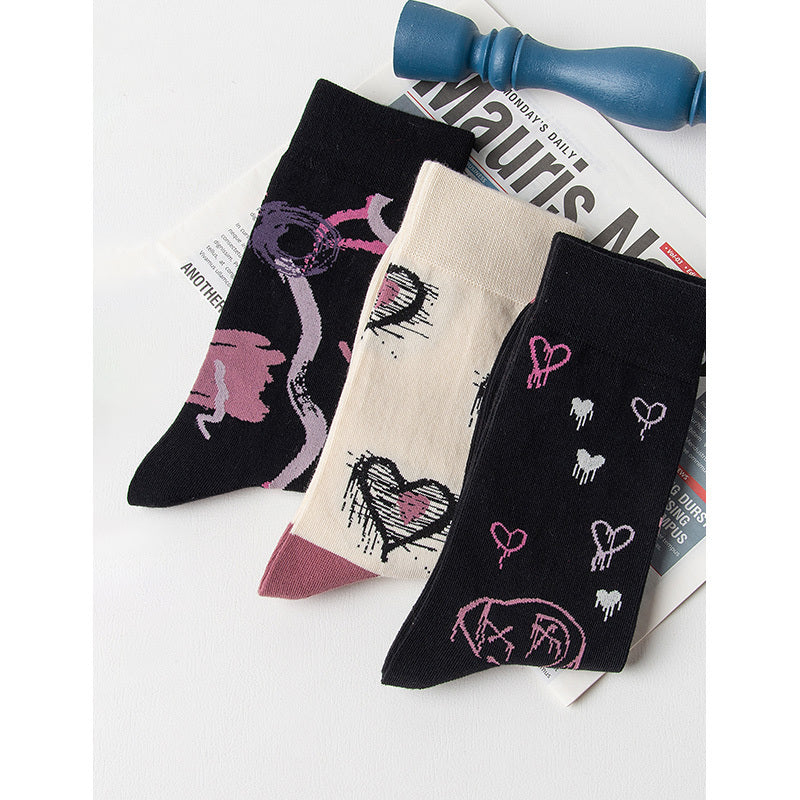 3 Pairs Women Colorful Compression Socks Crew Athletic Hiking Wicking Anti Blister Cushioned Anti-odor And Breathable For Running Hiking Cycling Fitness