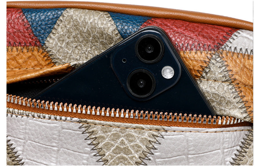 Retro Fashion Stitching Contrast Color Small Square Bag