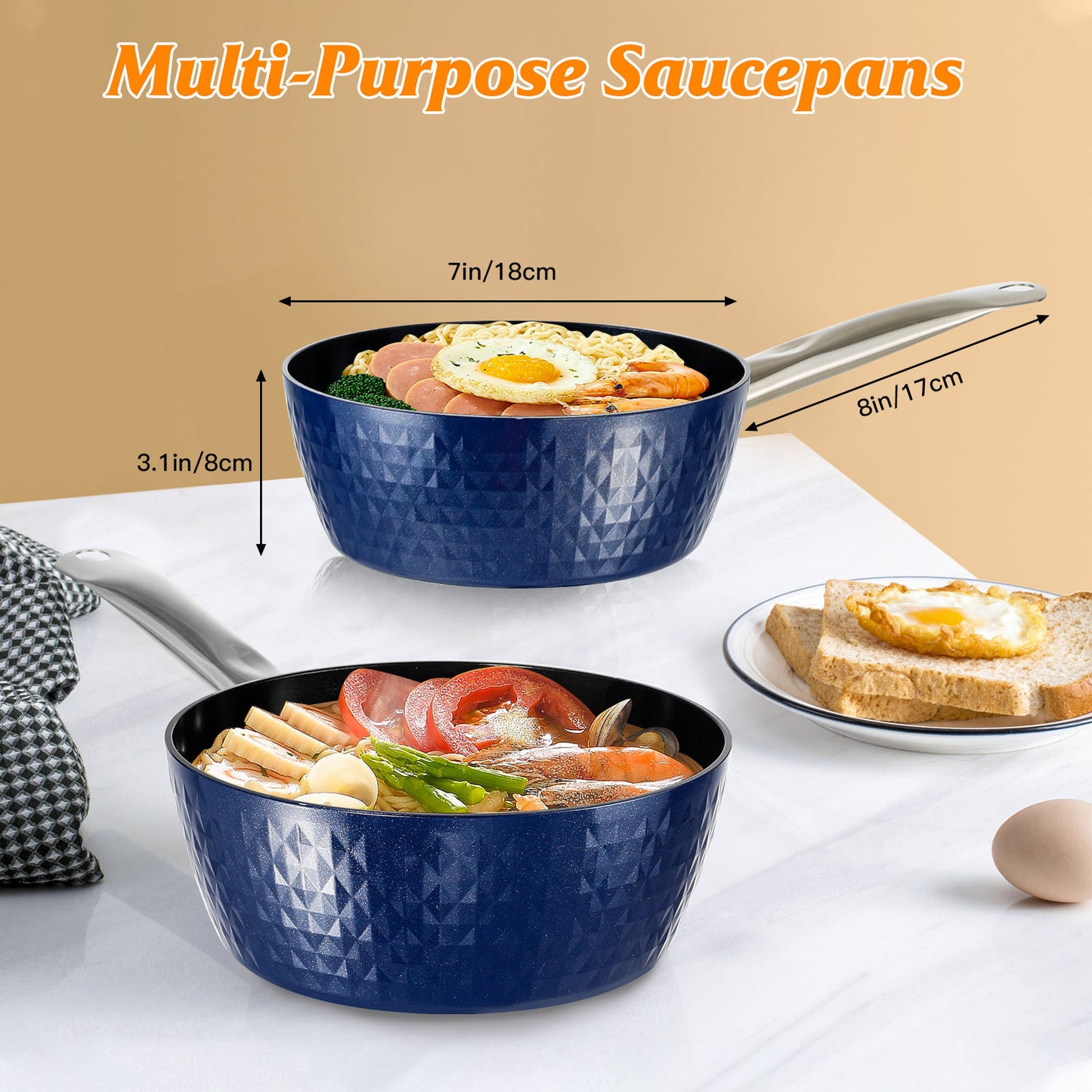 Induction Saucepan With Lid, 18cm 1.5L Milk Pan Non Stick Saucepan, Aluminum Ceramic Coating Cooking Pot - PFOA Free With Stainless Steel Handle, Suitable For All Hobs Types, Amazon Banned