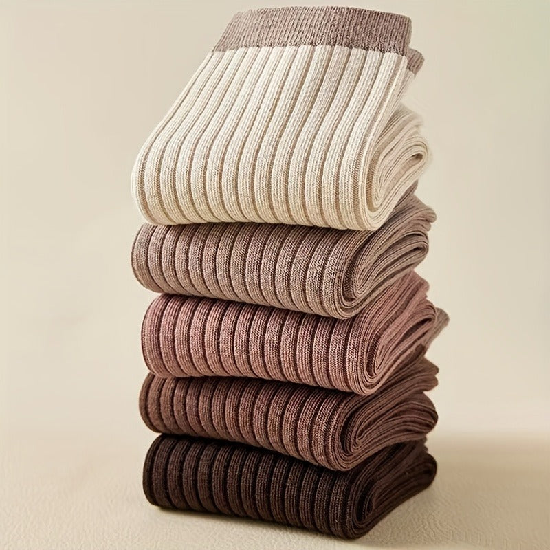 5 Pairs Of Elegant And Intellectual Cotton Socks. Selected Cotton Material. Lightweight And Breathable