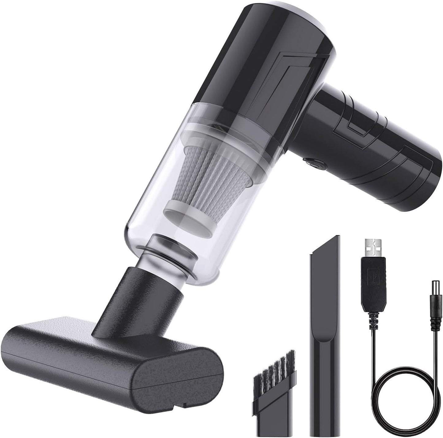 Powerful Handheld Vacuum Cleaner For Car Home Cleaning Cordless, Rechargeable 2 In 1 Mini Vacuum Blower 18000PA Suction Lightweight Portable Black