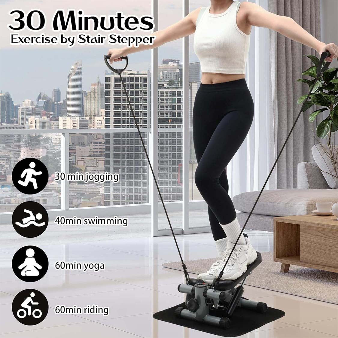 Steppers For Exercise At Home, Mini Stair Stepper 330 Lb Capacity, Workout Stepper Machine For Exercise, Mini Stepper With Resistance Bands