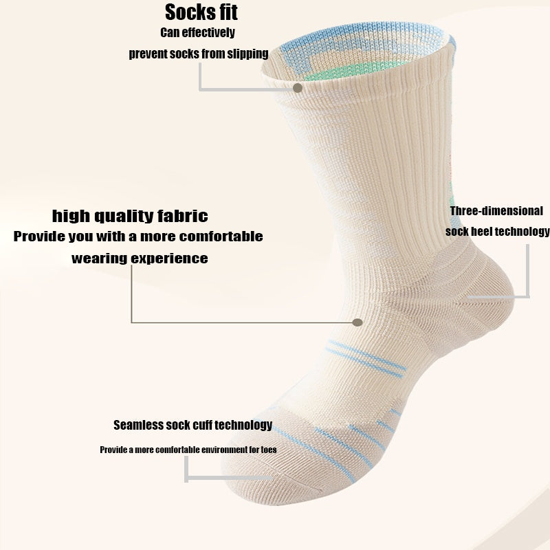 6 Pairs Men Compression Running Socks Quarter Crew Athletic Cushioned Breathable Anti Blister Sweat Odor For Running Hiking Cycling Fitness