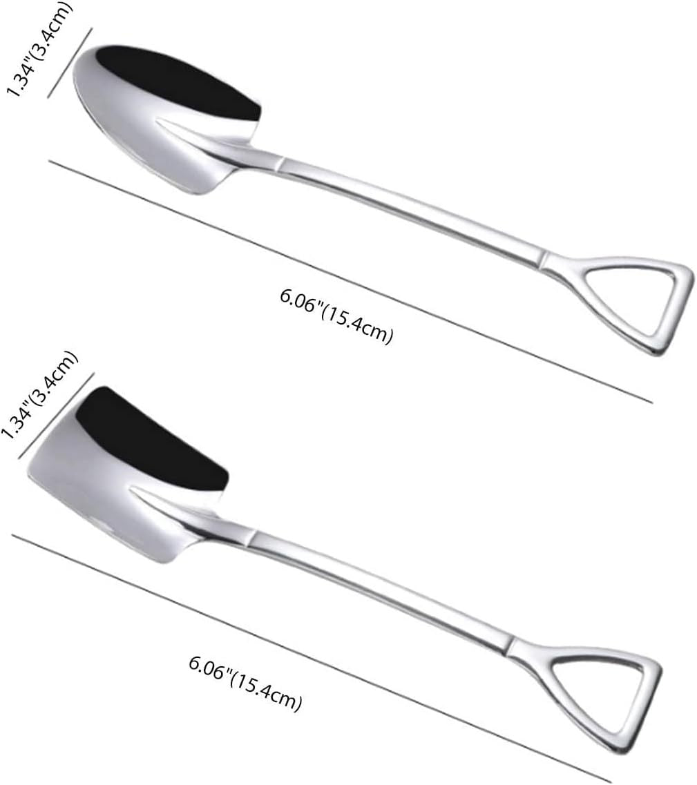 Dessert Spoon Set, 4 Pcs 4.8 Shovel Shape Stainless Steel Spoons, Ice Cream Fruit Spoon For Home, Kitchen Or Restaurant By Aliotech