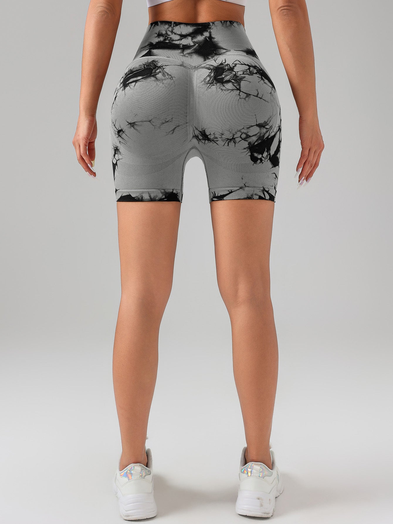 Tie Dye Button Everyday Wear Spring Summer Sports Shorts, High Waist Butt Lift Tie Dye Shorts, Women's Summer Yoga Wear Fitness Shorts Running Sports Fitness Yoga Shorts