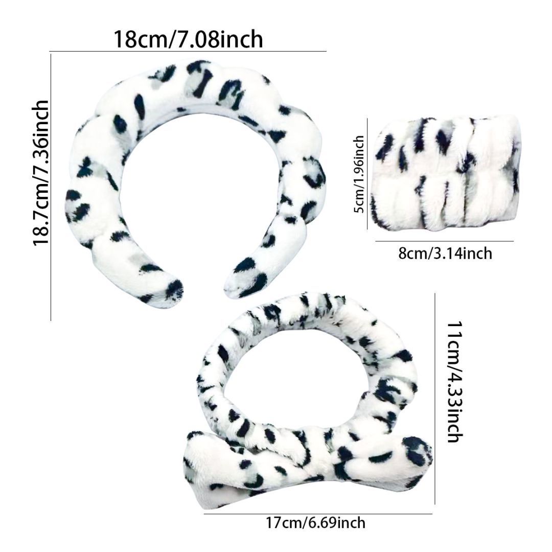 Head Clasp Bracelet Headband Four-piece Snow Leopard Set