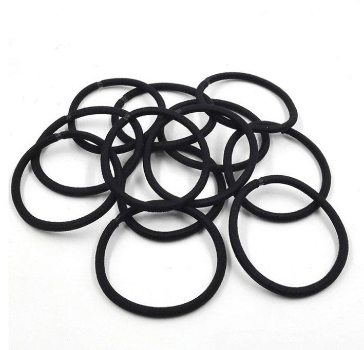 100Pcs Black Elastic Hair Bands Ponytail Holder Head Rope Ties