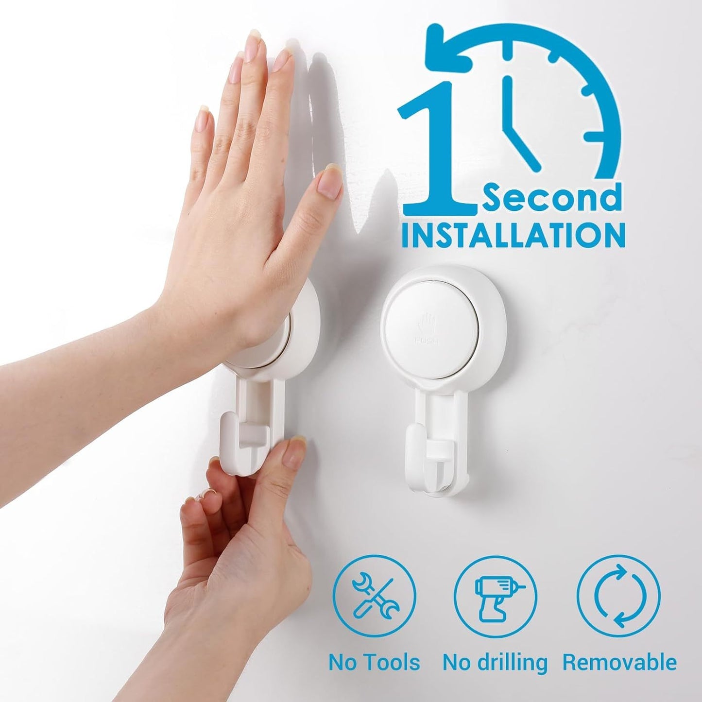 Suction Hooks Powerful Vacuum Suction Cup Hooks Heavy Duty For Shower Waterproof Suction Hanger For Bathroom Kitchen Towel, Robe, Loofah Removable And Reusable For Bags Coat 2 Pack