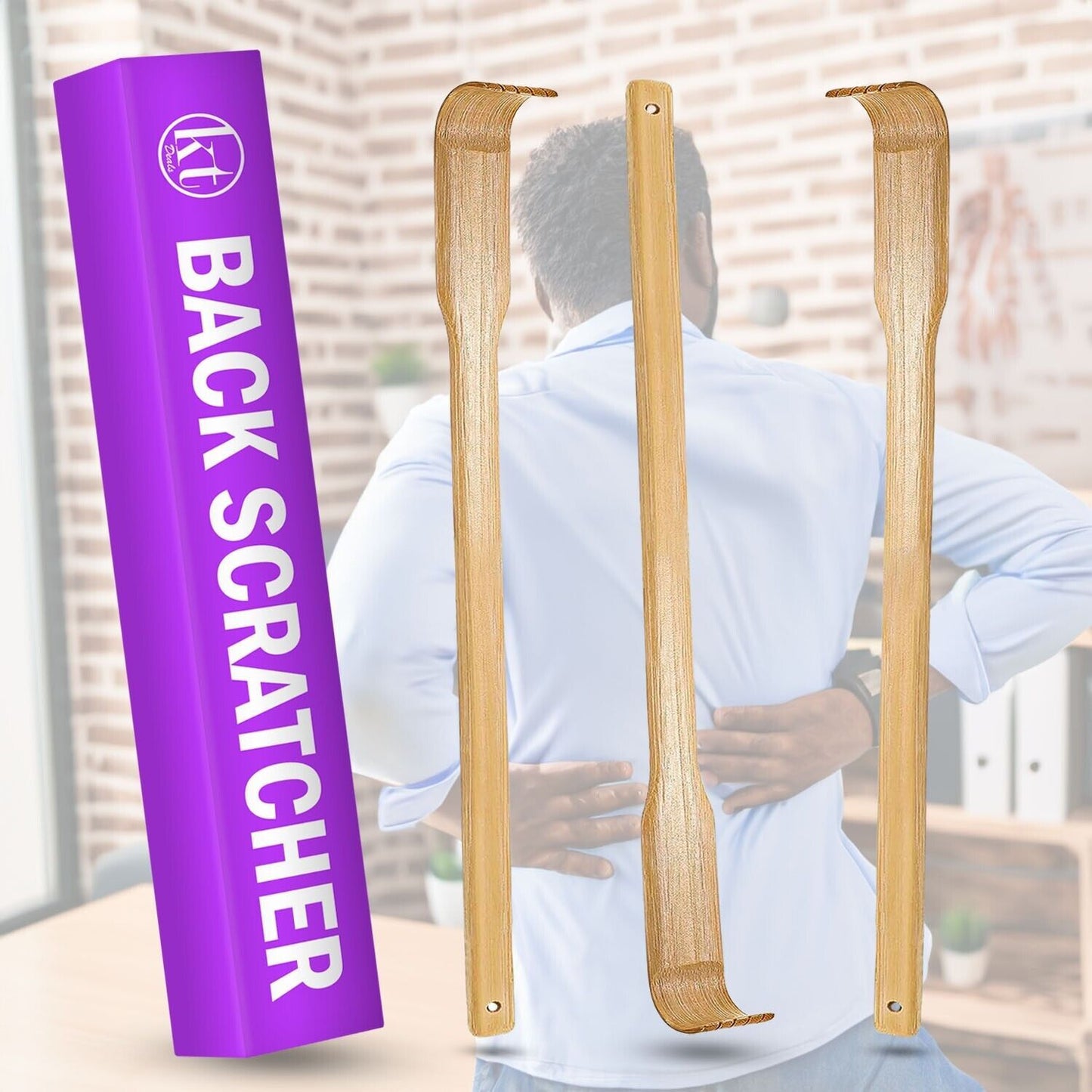 3 PCS Natural Bamboo Back Scratcher Long Reach Pick Itch Relief Tool Portable US