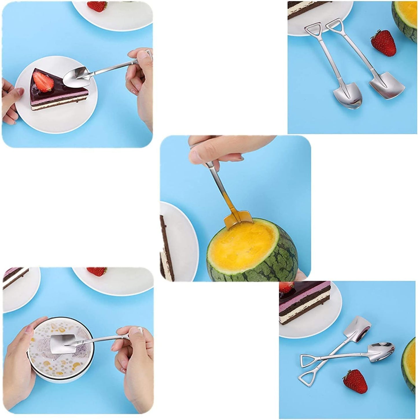 Dessert Spoon Set, 4 Pcs 4.8 Shovel Shape Stainless Steel Spoons, Ice Cream Fruit Spoon For Home, Kitchen Or Restaurant By Aliotech