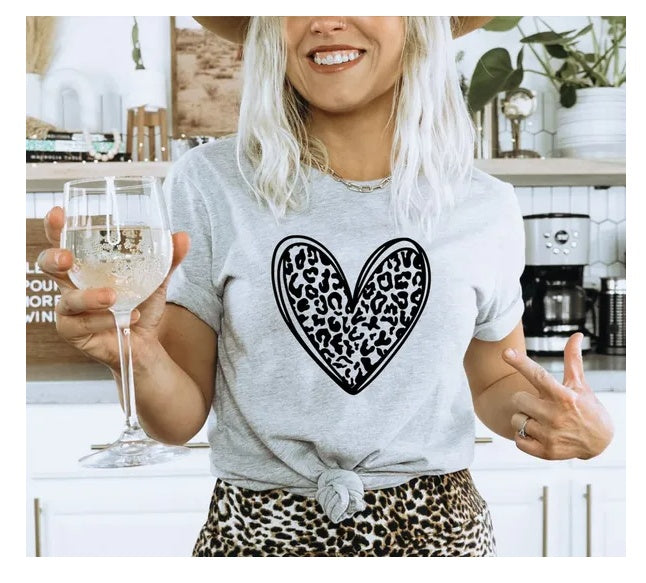 Leopard Print Double Heart Shirt, Birthday Heart T-shirt, Aunt Mom Shirt, Love Shirt, Gift For Women Tshirt, Mother's Day Love Gift