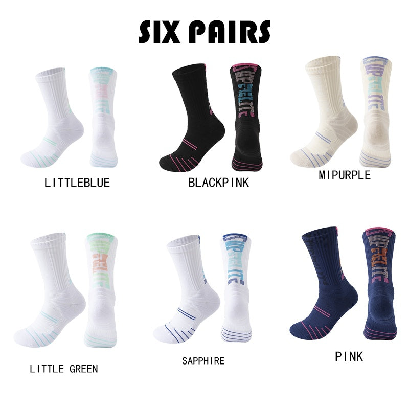 6 Pairs Men Compression Running Socks Quarter Crew Athletic Cushioned Breathable Anti Blister Sweat Odor For Running Hiking Cycling Fitness