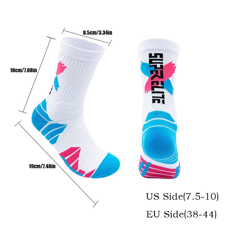4 Pairs Men Compression Running Socks Crew Athletic Anti Blister Cushioned Anti-odor Seamless Breathable For Running Hiking Cycling Fitness