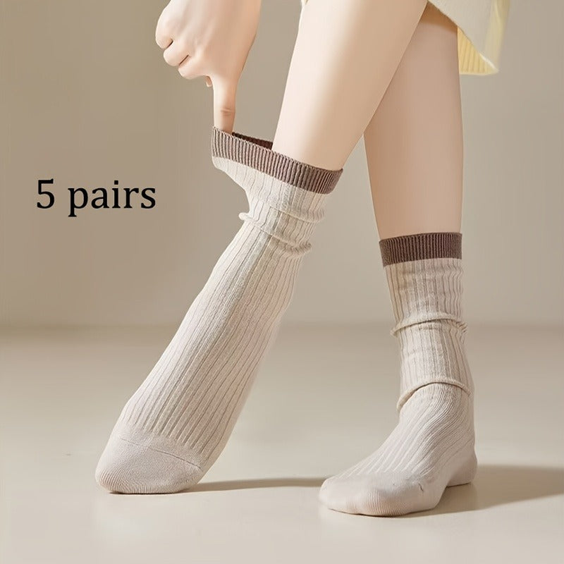 5 Pairs Of Elegant And Intellectual Cotton Socks. Selected Cotton Material. Lightweight And Breathable