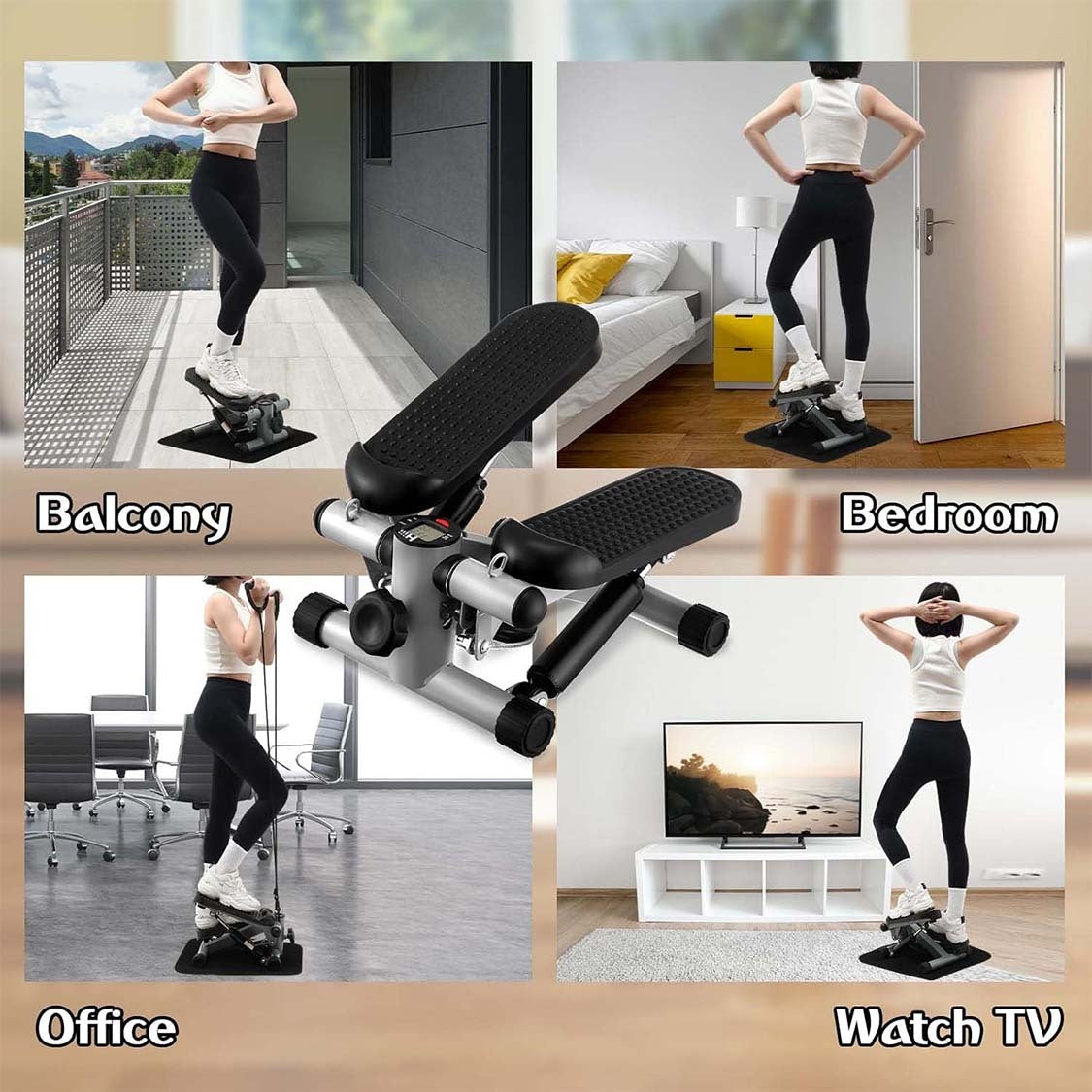 Steppers For Exercise At Home, Mini Stair Stepper 330 Lb Capacity, Workout Stepper Machine For Exercise, Mini Stepper With Resistance Bands
