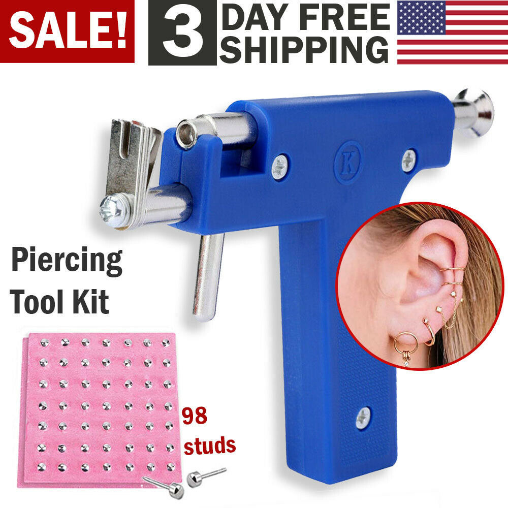 Professional Ear Nose Navel Body Piercing Gun Studs Piercing Punch Tool Kit Set