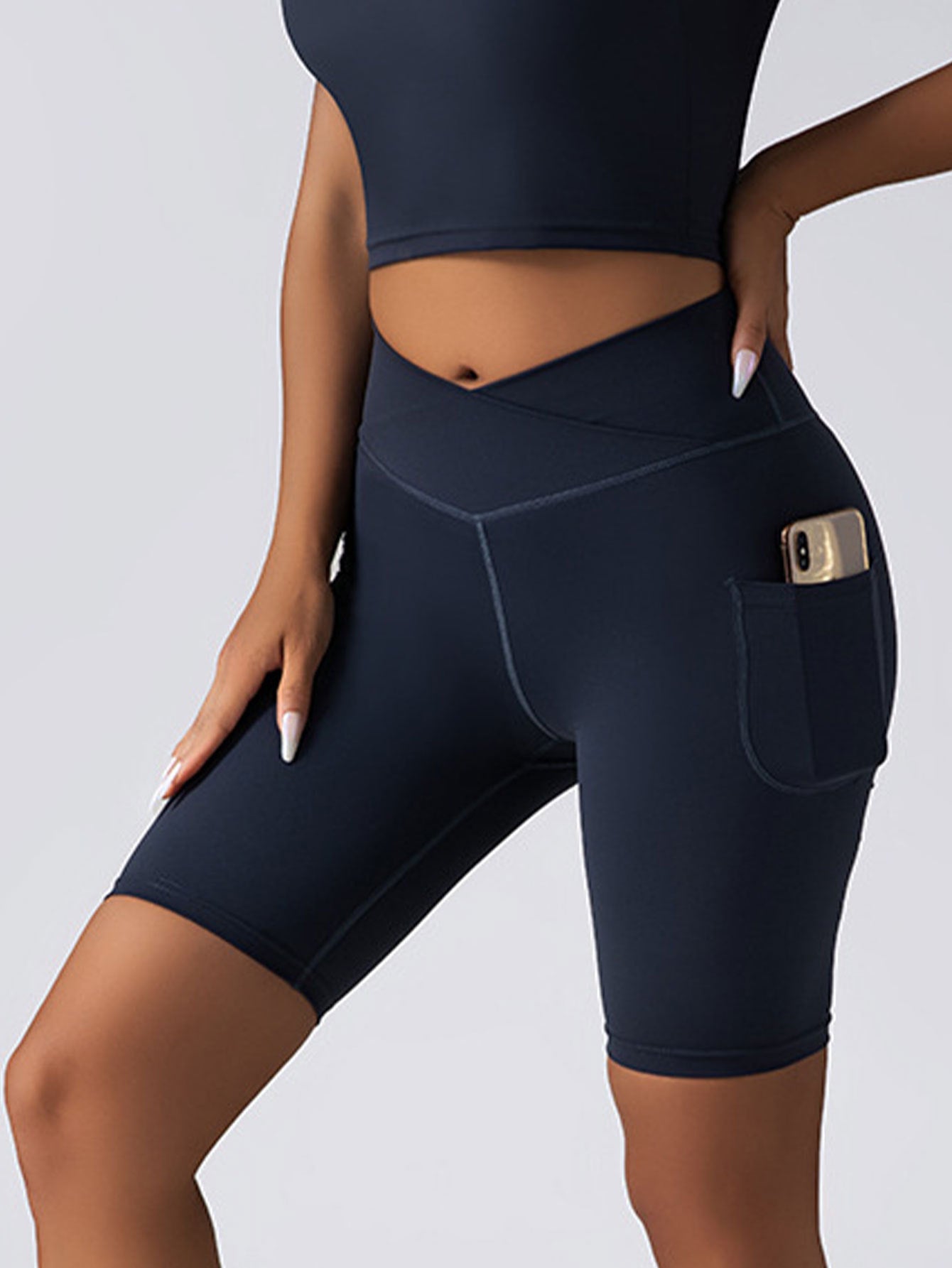 Biker Shorts Women Tummy Control No Seam High Waist Yoga Gym Workout Running Volleyball Shorts With Pockets
