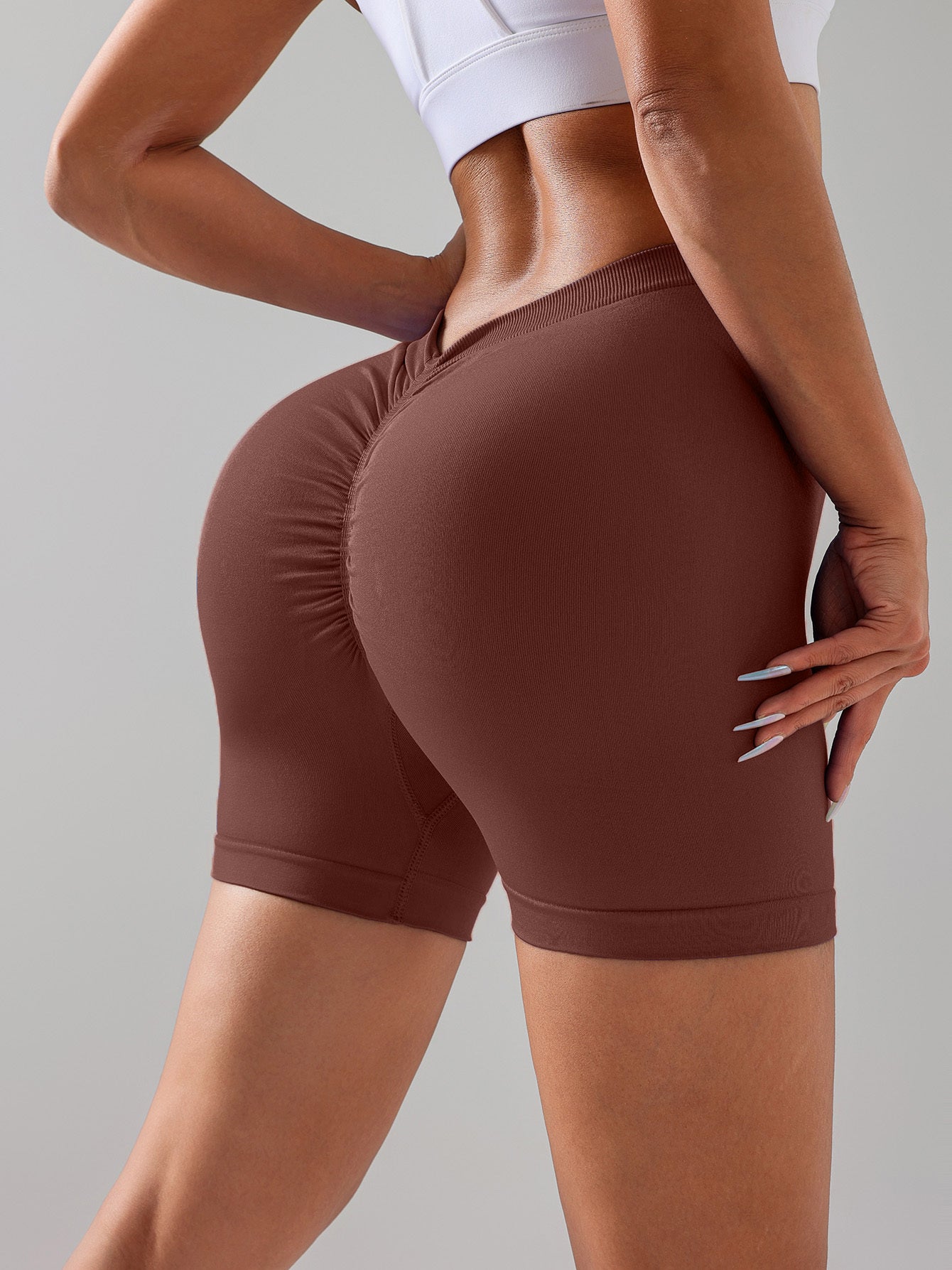 3 Pack Gym Cycling Elastic Tight Breathable V-shaped Hip Sports Shorts Yoga Solid Color Seamless Yoga Shorts