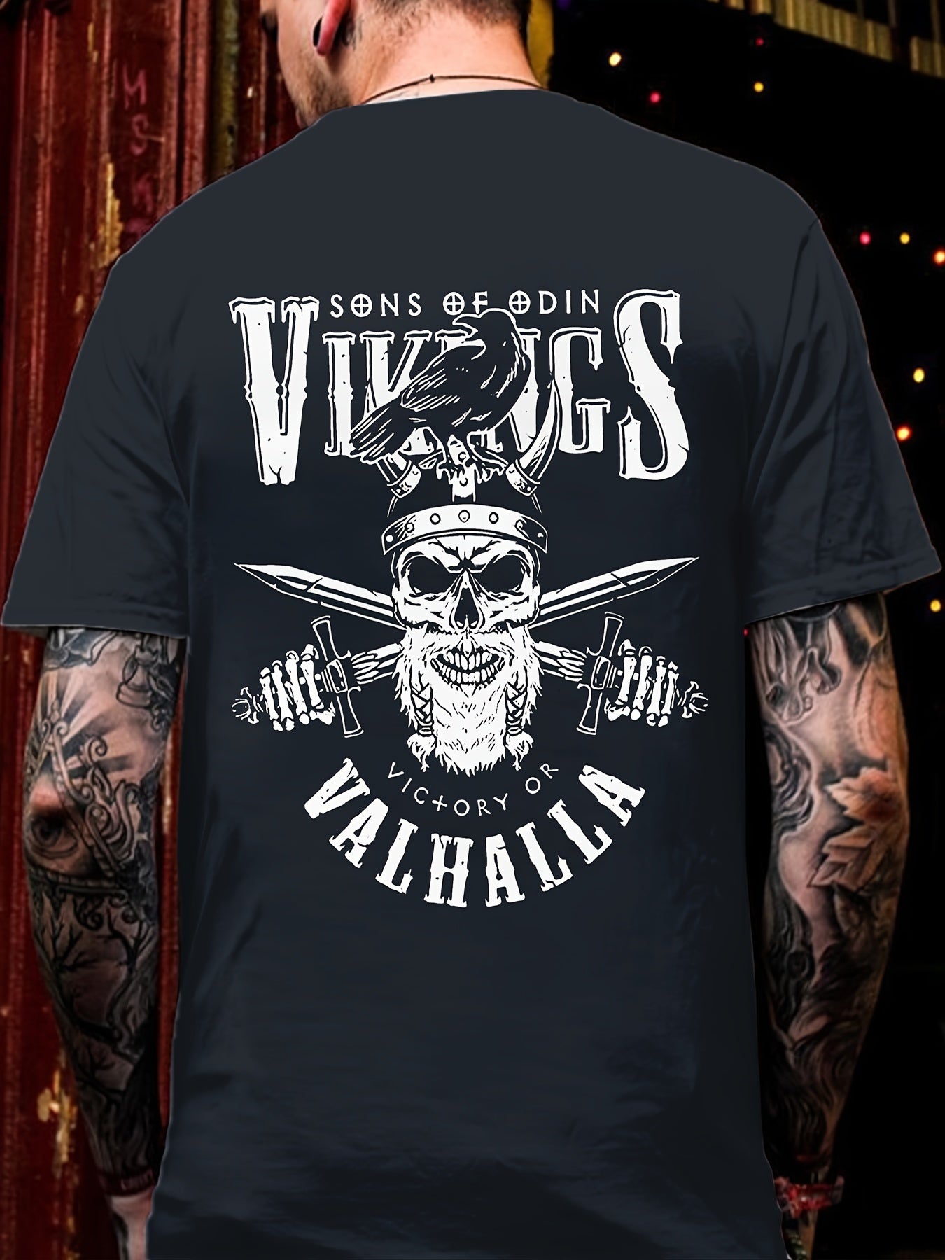 Large Men's Skull Print T-shirt Suitable For Summer, Fashionable And Casual Short Sleeved T-shirt