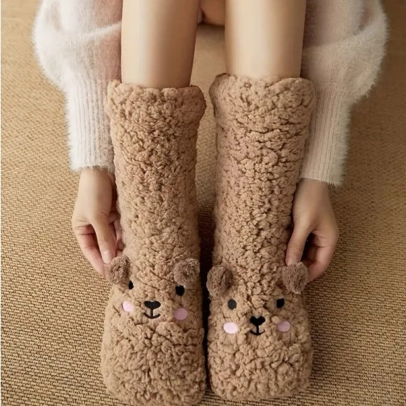 Cartoon Floor Winter Thick Polyester Fleece Fluffy Microfiber Women Fuzzy Socks Funny Fuzzy Dog Slipper Socks For Women Cute Fluffy Thick Warm Winter Socks Microfiber Soft Home Socks Christmas Gift