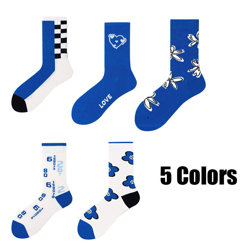 5 Pairs Colorful Compression Running Socks For Men Crew Athletic Hiking Wicking Anti Blister Cushioned Anti-odor And Breathable For Running Hiking Cycling Fitness