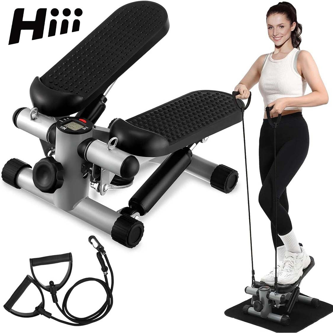 Steppers For Exercise At Home, Mini Stair Stepper 330 Lb Capacity, Workout Stepper Machine For Exercise, Mini Stepper With Resistance Bands