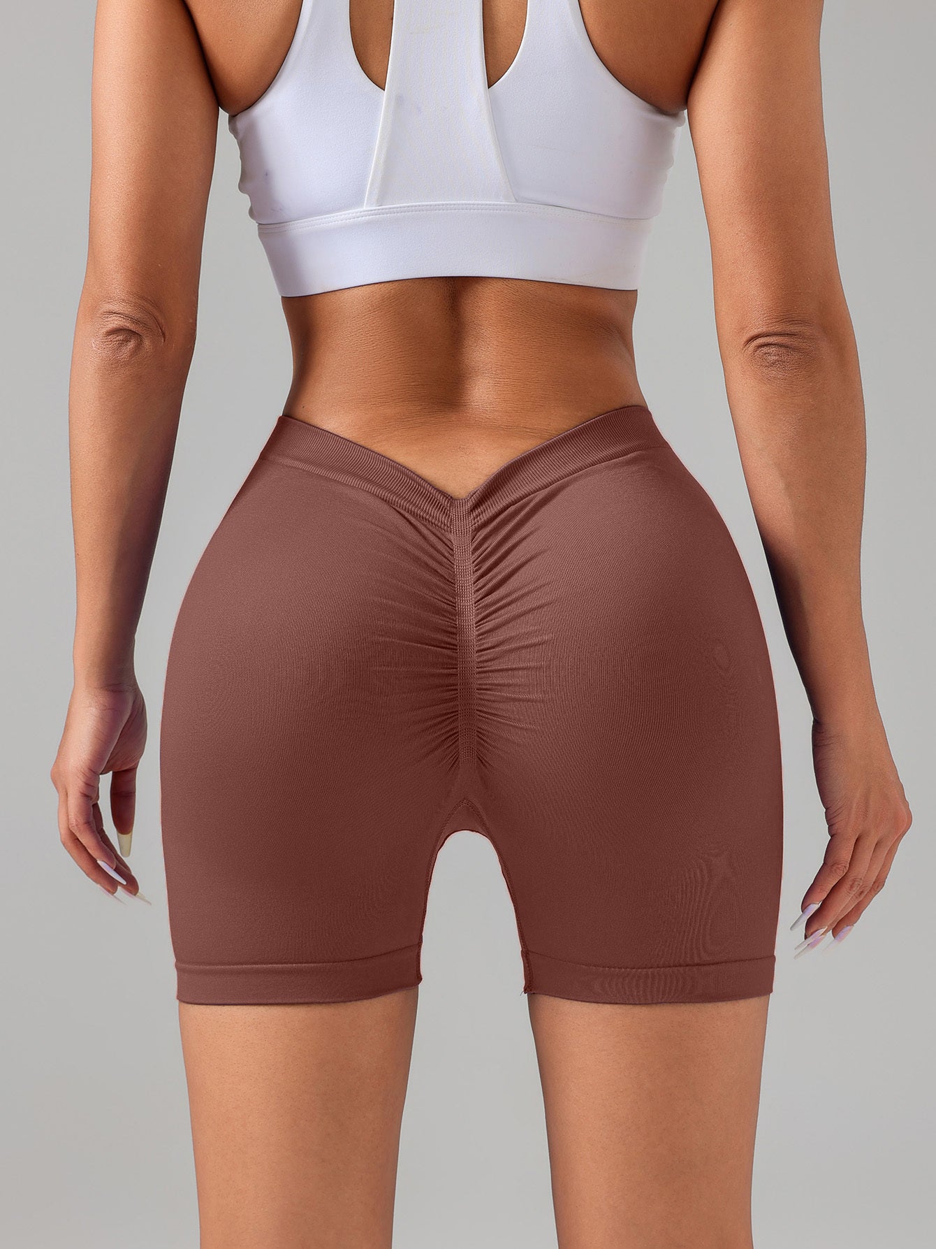 3 Pack Gym Cycling Elastic Tight Breathable V-shaped Hip Sports Shorts Yoga Solid Color Seamless Yoga Shorts