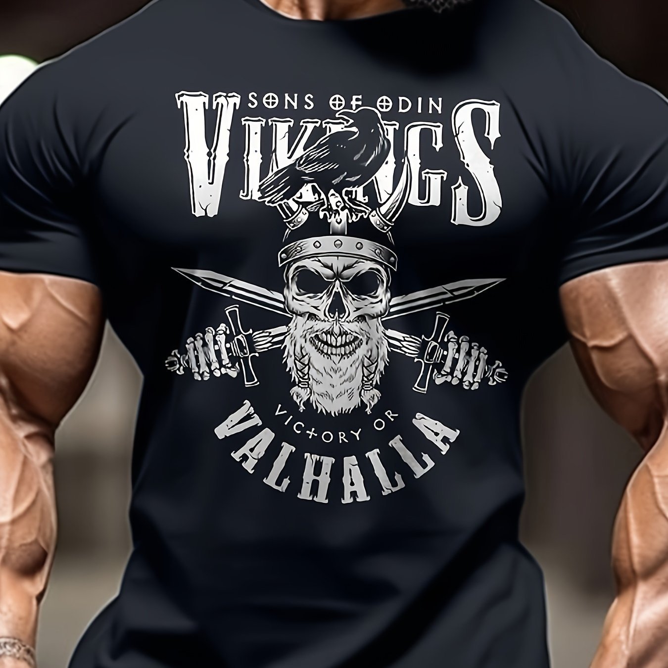 Large Men's Skull Print T-shirt Suitable For Summer, Fashionable And Casual Short Sleeved T-shirt